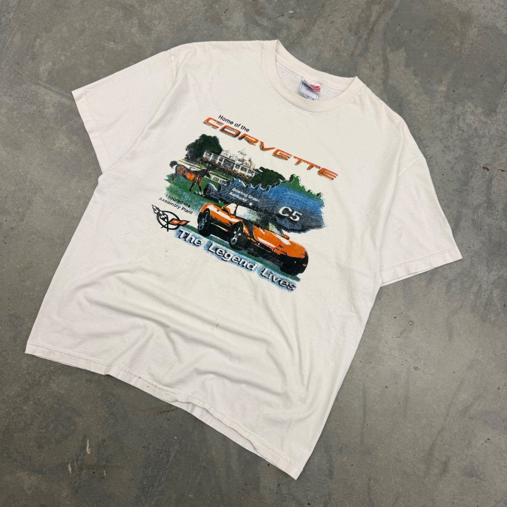 90s Mens Murina Corvette C5 Bowling Green Kentucky Graphic T-Shirt XL